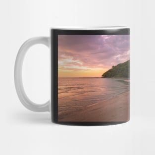 Tropical island and paradise beach at sunset Mug